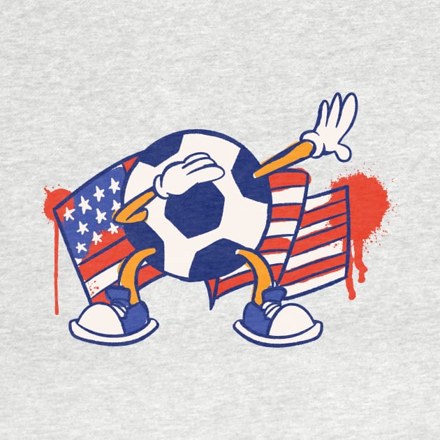 Dabbing Soccer Ball Cartoon USA American Flag by Now Boarding